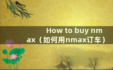 How to buy nmax（如何用nmax订车）